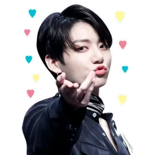 😘 Jeon Jungkook Чонгук, K-pop, певец, айдол, сердце, поцелуй whatsapp sticker