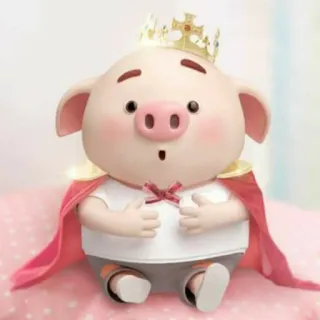 🐷 돼지, 왕관, 귀여운, 만화, 동물, 분홍색 telegram sticker
