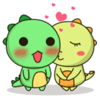 😘 dinosauro, amore, carino, cartone animato, bacio, animale whatsapp sticker