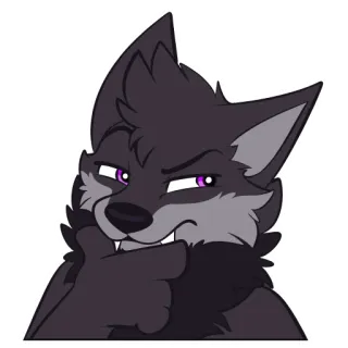 🤔 furry, antro, lobo, personagem, desenho animado, olhos roxos telegram sticker