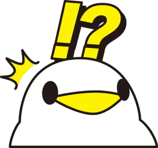 😲 pato, pássaro, ponto de interrogação, ponto de exclamação, adesivo, desenho animado, animal telegram sticker