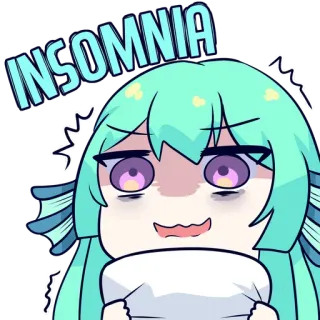 😪 INSOMNIA insônia, sono, cansado, anime, desenho animado, noite, sem dormir telegram sticker