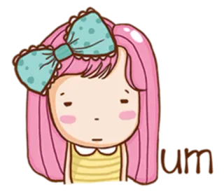 😶 um Mädchen, rosa Haare, Schleife, süß, Emoji telegram sticker