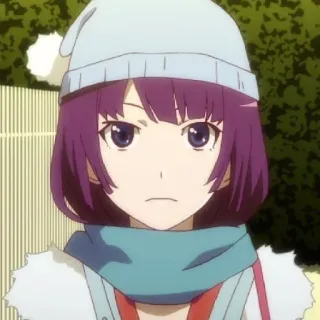 🧿 Anime, Mädchen, Winter, Mütze, Schal, Portrait telegram sticker
