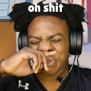 🤢 oh shit шок, плачущий, черный, стример, наушники, лицо whatsapp sticker