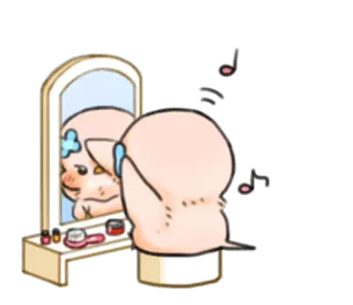 💇 dessin animé, coiffeuse, miroir, maquillage, animal, mignon telegram sticker