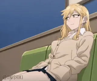 🙂 @ONISHIKI 动漫, 女孩, 金发, 微笑, 火车, 角色 whatsapp sticker