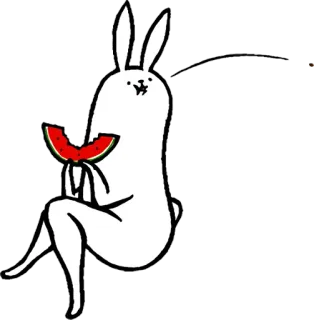 🍉 bunny, rabbit, watermelon, cute, animal, cartoon telegram sticker