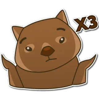 🤷‍♀️ X3 wombat, mono, animal, dibujo animado telegram sticker