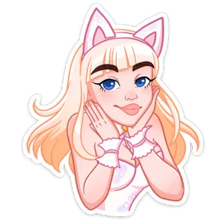 👩‍🦰 женщина, девушка, кошачьи ушки, милая, блондинка, косплей whatsapp sticker