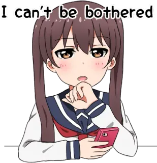 😌 I can't be bothered anime, girl, school uniform, lazy, bothered, phone, tired telegram sticker