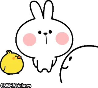 😊 coniglio, pulcino, carino, animale, cartone animato telegram sticker