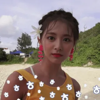 😳 ㅎ woman, beach, flower, summer, portrait, korean telegram sticker