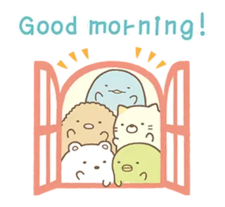 🌤 Good morning! อรุณสวัสดิ์, น่ารัก, คาวาอิ, สัตว์, หน้าต่าง, ทักทาย telegram sticker