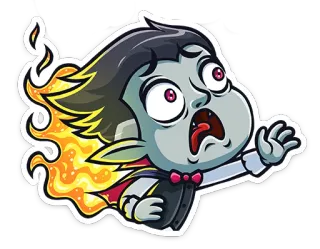🔥 vampiro, monstruo, dibujos animados, fuego, terror, halloween telegram sticker