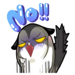 😕 NO!! 동물, 새, 만화, 화난, 아니요, 항의, 거부 whatsapp sticker