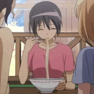 🍂 Anime, Makan, Mie, Makanan, Gadis telegram sticker