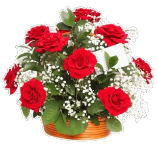 🌹 розы, цветочная композиция, корзина, красные розы, цветы, букет, подарок telegram sticker