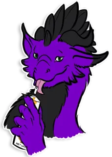 👌 HEY, ITS MEE dragon, furry, anthro, violet, dessin animé, lécher whatsapp sticker