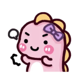 😂 Cartoon, Dinosaurier, Süß, Kawaii, Rosa, Schleife whatsapp sticker