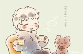 ☕️ おっかラさまです！ kawaii, lindo, anime, oso, café, té telegram sticker