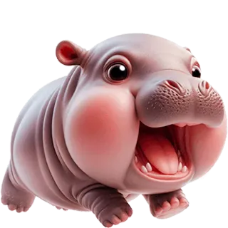 🤪 ippopotamo, cucciolo ippopotamo, animale, carino, cartone animato, mammifero telegram sticker