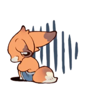 😶 vos, verdrietig, dier, cartoon, schattig, oranje telegram sticker