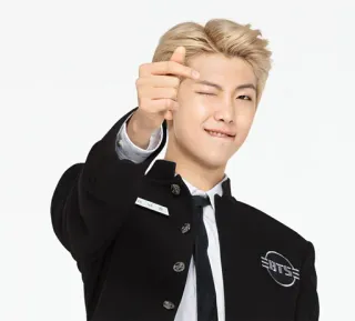 ❤️ RM RM, BTS, K-Pop, Sänger, Fingerherz, Zwinkern telegram sticker