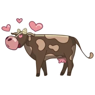 😗 cow, animal, hearts, love, cute, cartoon, sticker telegram sticker