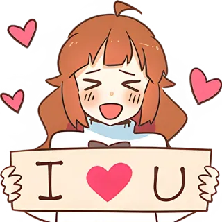 ❤️ I <3 U 사랑, 하트, 만화, 귀여운, 발렌타인 데이 telegram sticker