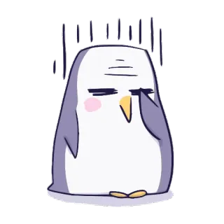 👊 pingwin, kreskówka, smutny, słodki, zwierzę, ilustracja telegram sticker