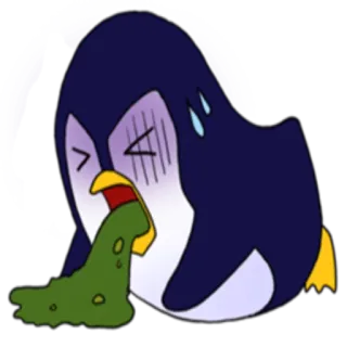 🤢 пингвин, больной, рвота, мультфильм, эмодзи telegram sticker