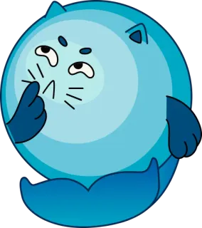 🤔 Katze, Cartoon, niedlich, blau, Tier, Aufkleber telegram sticker