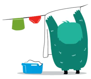 👕 mostro, bucato, stendibiancheria, biancheria intima, cartone animato telegram sticker