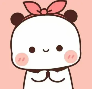 🦋 Panda, Süß, Cartoon, Sticker, Tier, Rosa Schleife telegram sticker