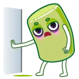 🤢 卡通, 贴纸, 绿色, 疲惫, 角色, 动画 telegram sticker