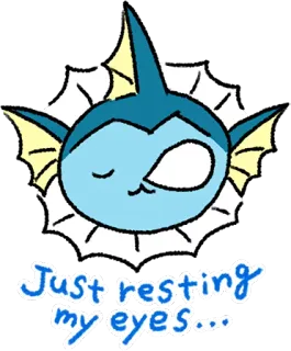 😪 Vaporeon Pokemon Just resting my eyes... покемон, вапореон, милый, сонный, отдыхает telegram sticker