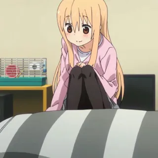 🍧 anime, girl, sitting, indoors, cartoon telegram sticker