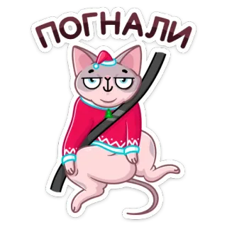 🏎 ПОГНАЛИ cat, sticker, russian, christmas, winter telegram sticker
