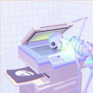 🦴 骨格, プリンター, スキャン, オフィス, 骨, 頭蓋骨 telegram sticker