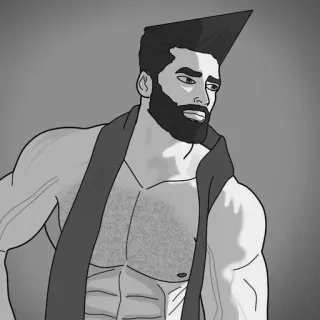 🦾 meme, chad, man, cartoon, beard, abs, muscles telegram sticker