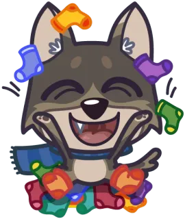 🎉 cachorro, meias, desenho animado, animal, fofo, feliz, brincalhão telegram sticker