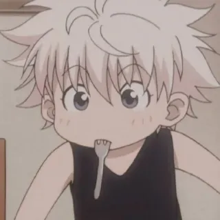 😂 Killua Zoldyck Hunter x Hunter Anime, Junge, Cartoon, Essen, Gabel telegram sticker