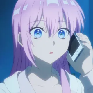 🌸 anime, gadis, rambut merah muda, telepon, potret whatsapp sticker