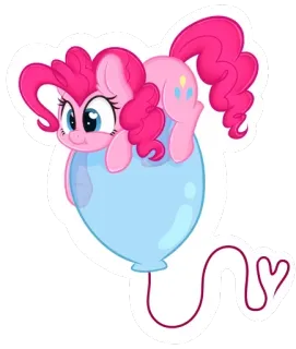 😄 Pinkie Pie My Little Pony pônei, balão, Pinkie Pie, desenho animado, fofo, animal telegram sticker
