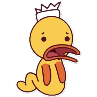 😩 утка, корона, мультфильм, милый, животное, желтый telegram sticker