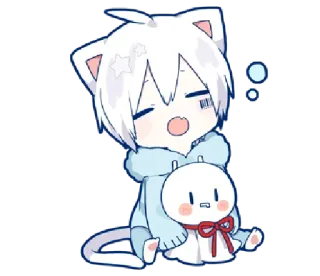 🥱 anime, chibi, cat, kawaii, cute whatsapp sticker