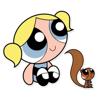 😇 Bubbles Powerpuff Girls cartone animato, ragazza, scoiattolo, amico, carino telegram sticker