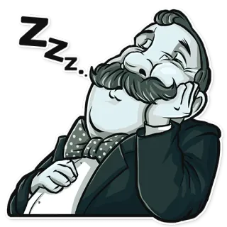 😴 dormir, moustache, homme, fatigué, sommeil, sieste telegram sticker