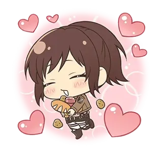 💖 Sasha Braus Attack on Titan Anime, Chibi, Personagem, Sasha Braus, Ataque dos Titãs, Comida, Fofo telegram sticker